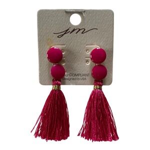 JM Collection Pink Beaded Tassel Earrings Dangling Fashion‎ Jewelry Kidcore Boho